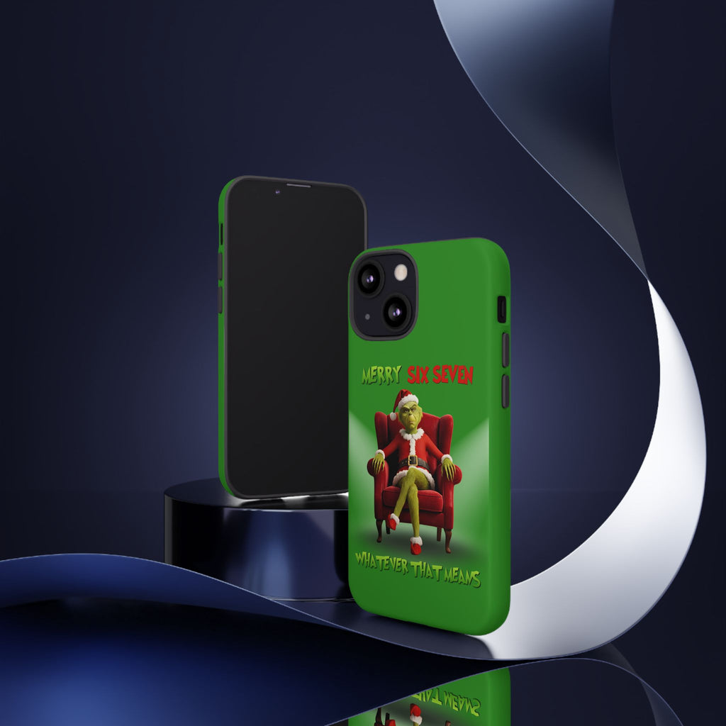 Green Phone Case - The Grinch Six Seven Meme Tough Case