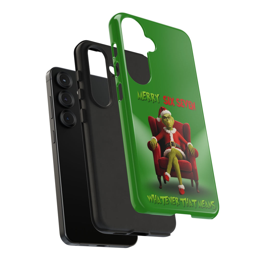 Green Phone Case - The Grinch Six Seven Meme Tough Case
