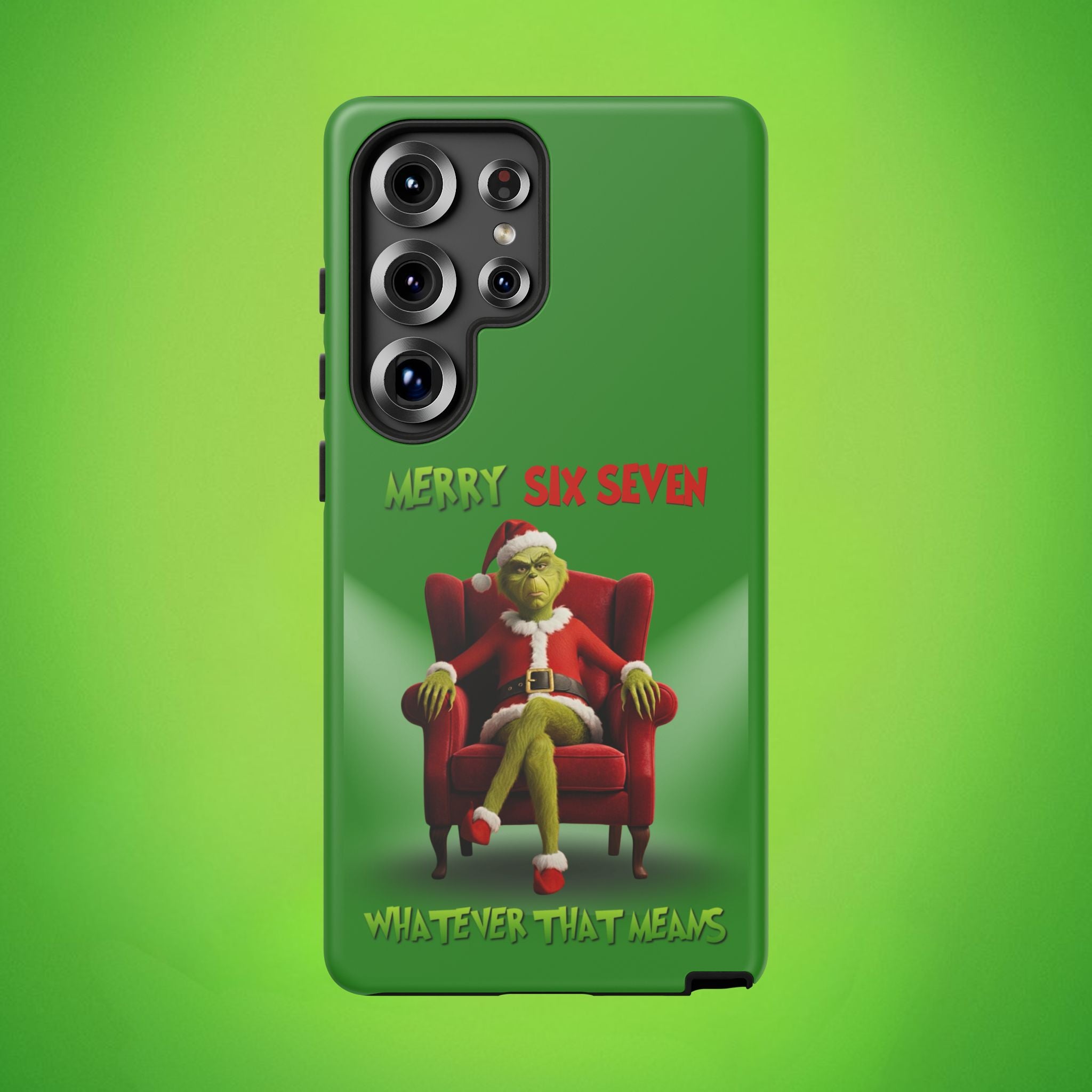 Green Phone Case - The Grinch Six Seven Meme Tough Case