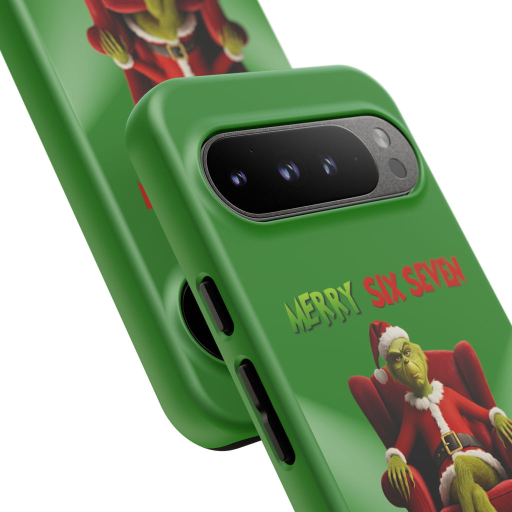Green Phone Case - The Grinch Six Seven Meme Tough Case