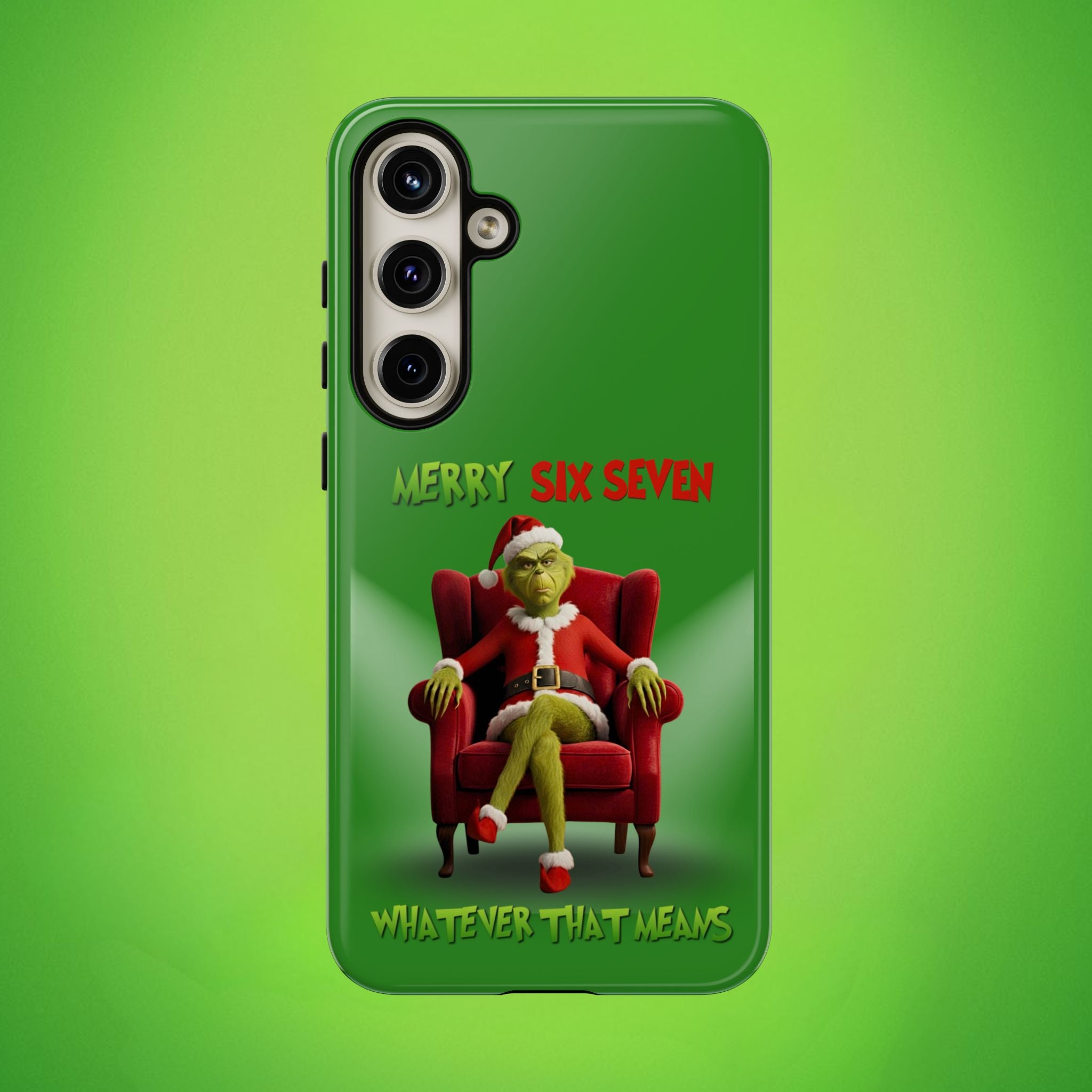 Green Phone Case - The Grinch Six Seven Meme Tough Case