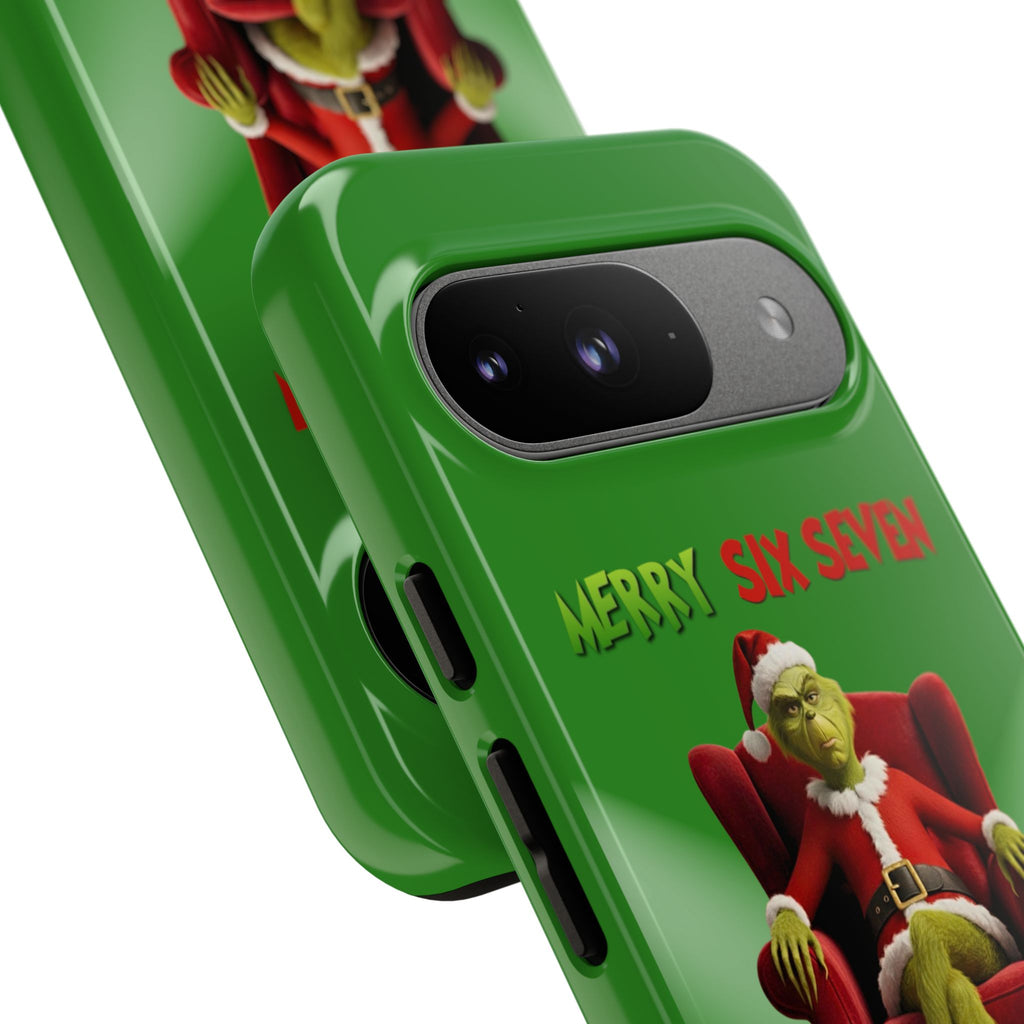 Green Phone Case - The Grinch Six Seven Meme Tough Case