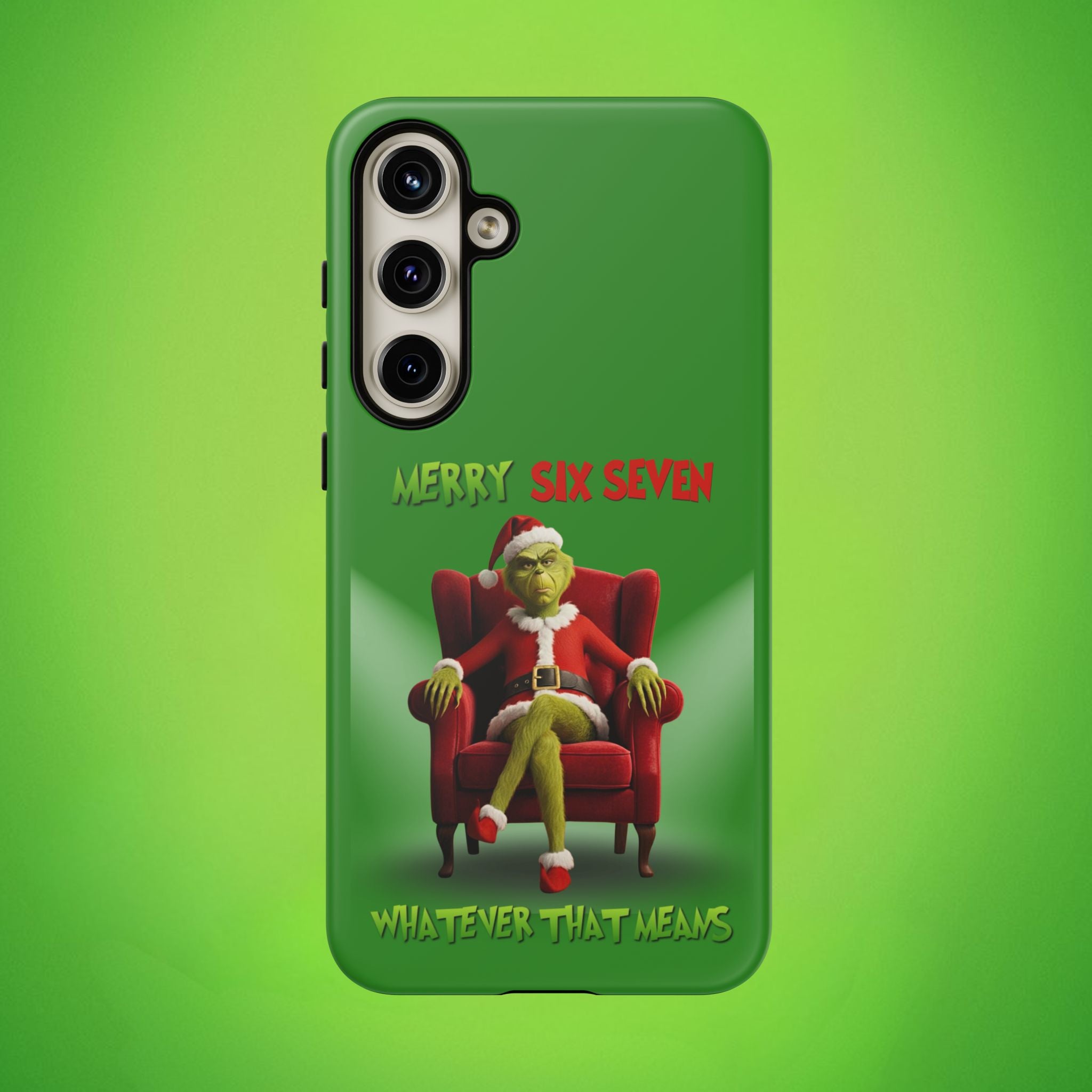 Green Phone Case - The Grinch Six Seven Meme Tough Case