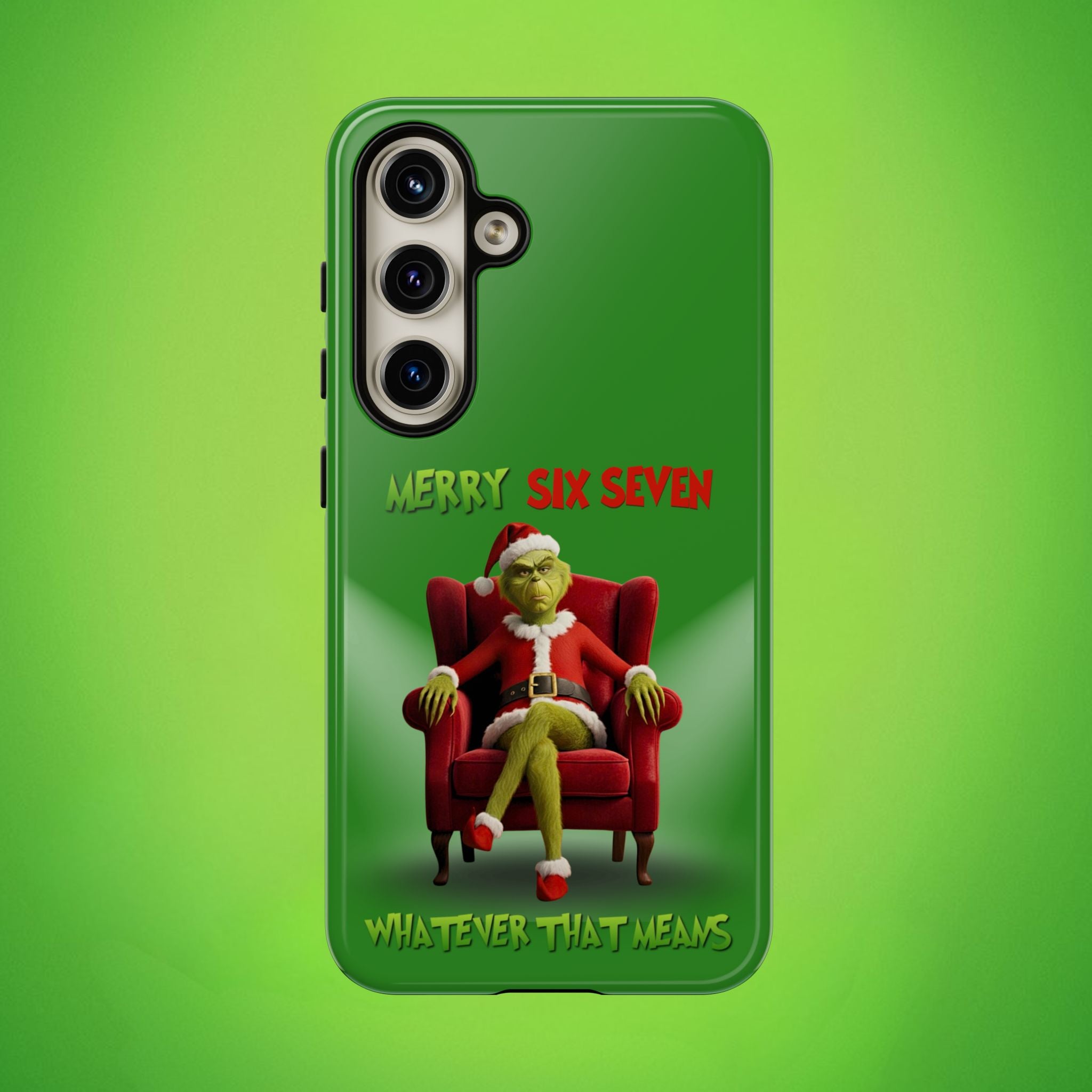 Green Phone Case - The Grinch Six Seven Meme Tough Case