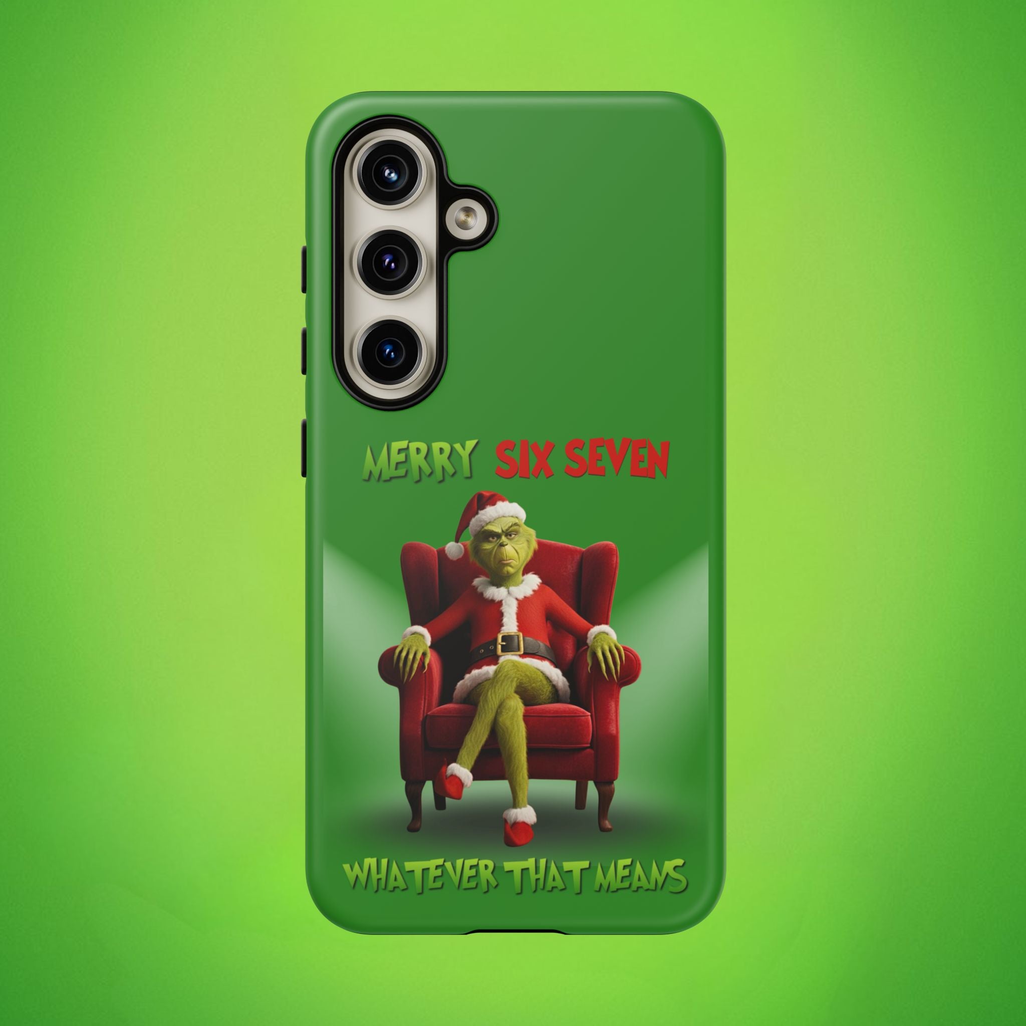 Green Phone Case - The Grinch Six Seven Meme Tough Case