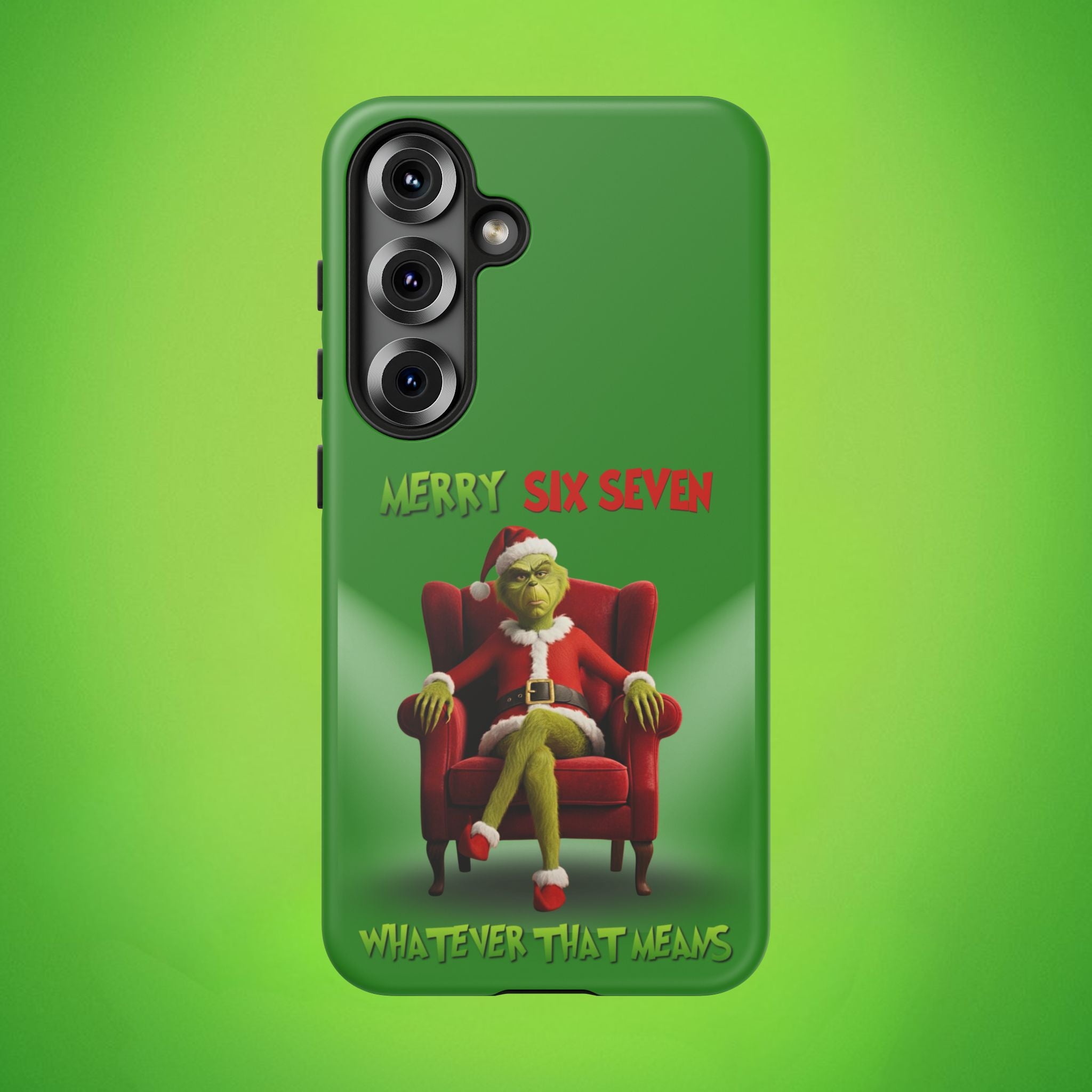 Green Phone Case - The Grinch Six Seven Meme Tough Case