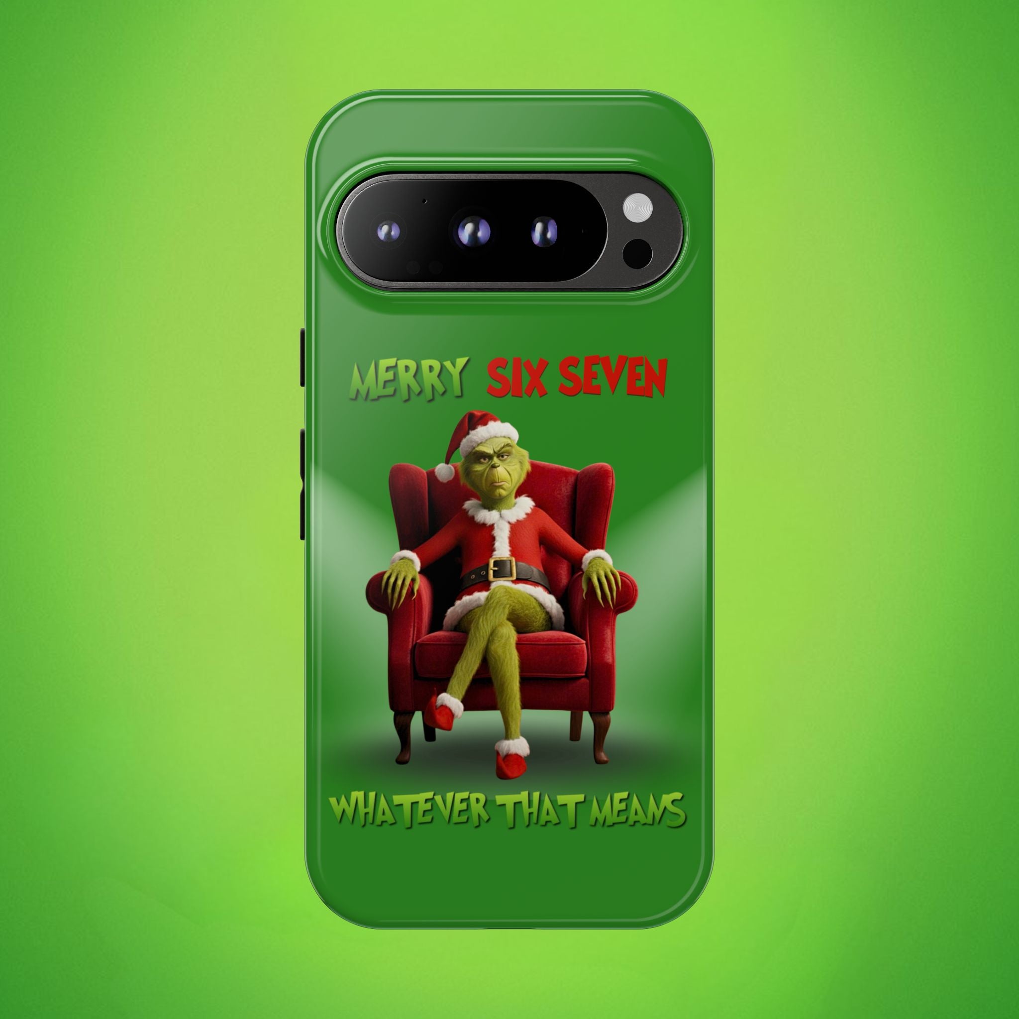 Green Phone Case - The Grinch Six Seven Meme Tough Case