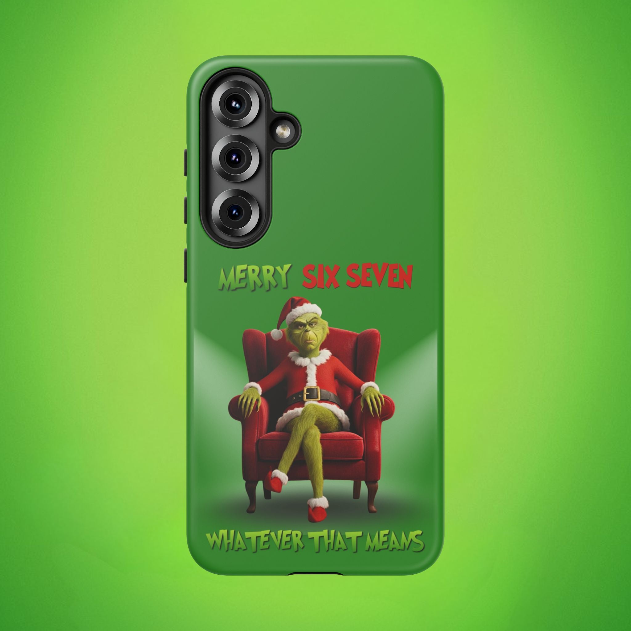 Green Phone Case - The Grinch Six Seven Meme Tough Case