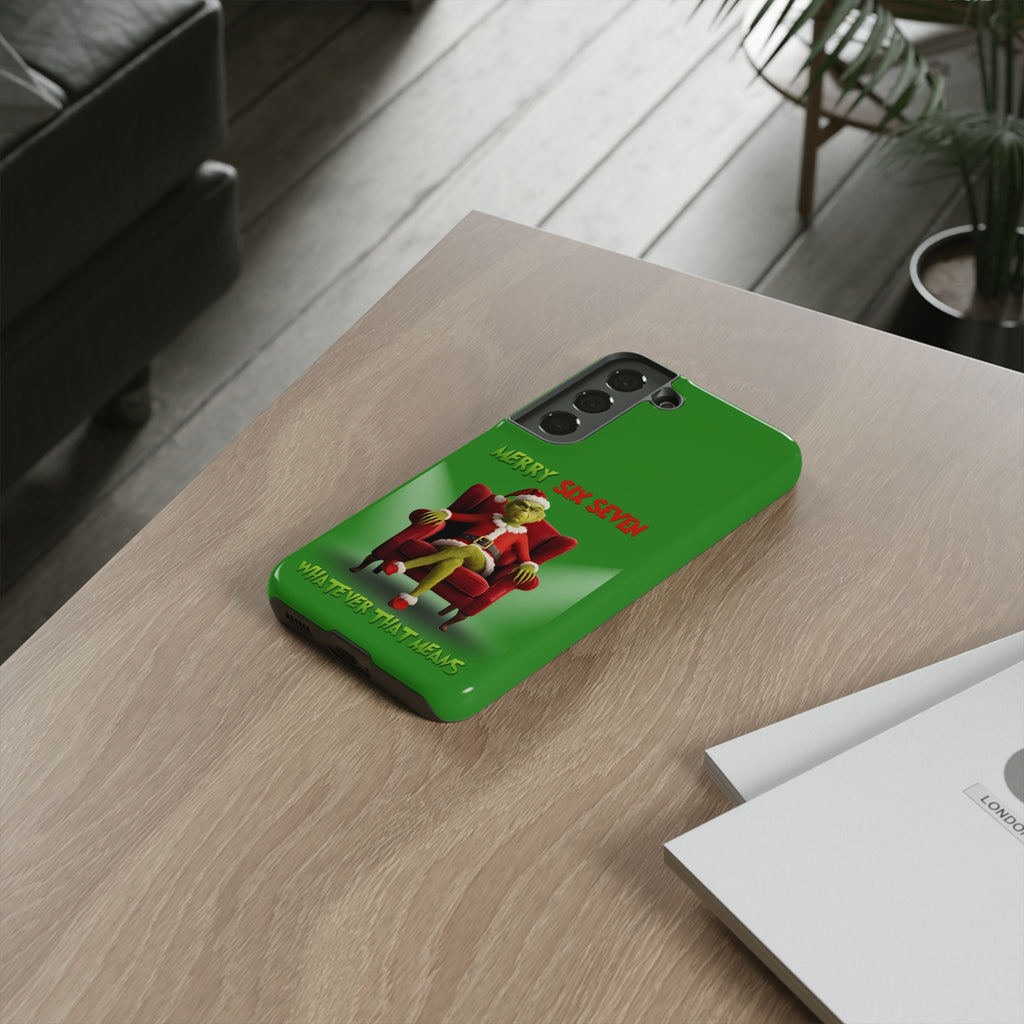 Green Phone Case - The Grinch Six Seven Meme Tough Case