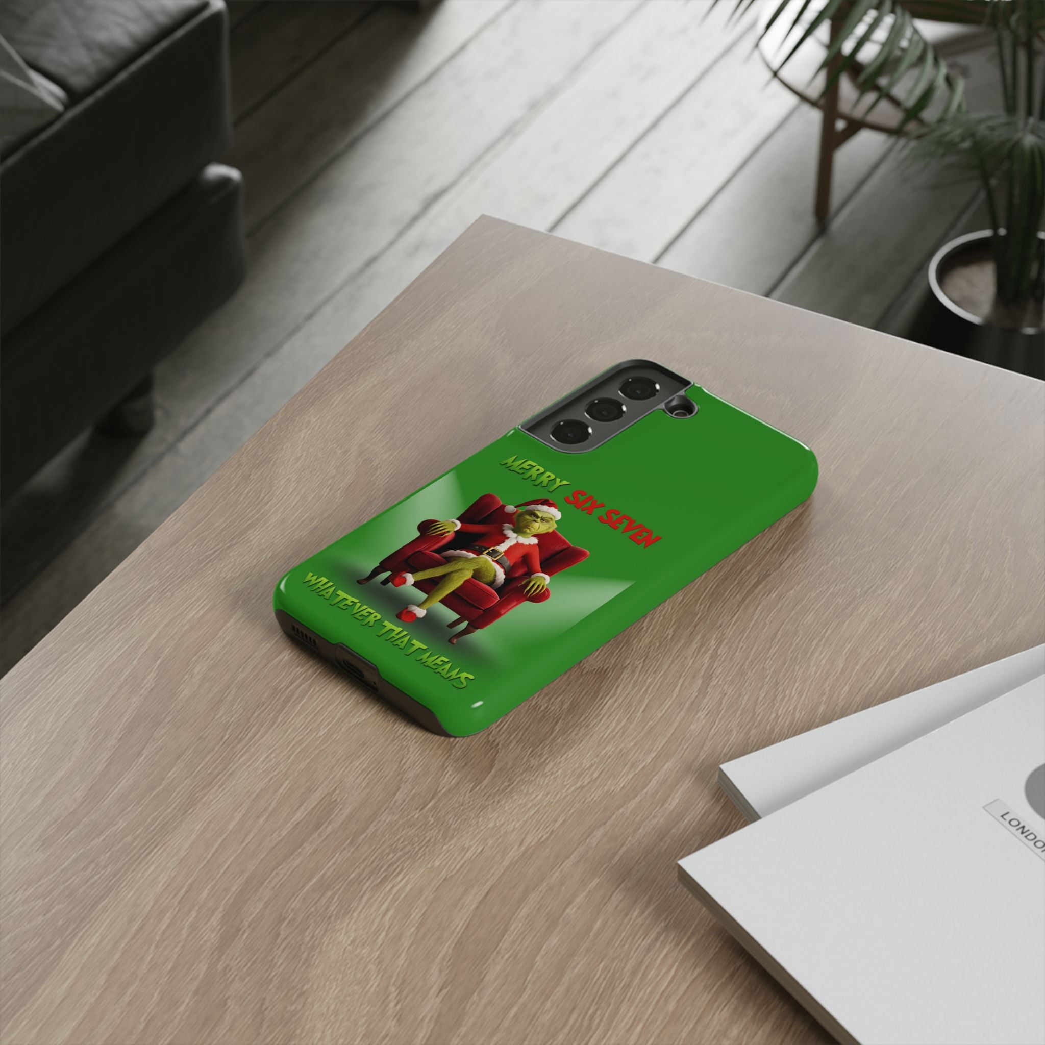 Green Phone Case - The Grinch Six Seven Meme Tough Case