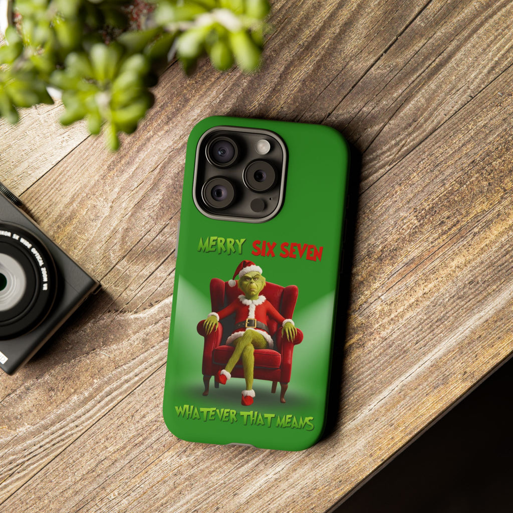 Green Phone Case - The Grinch Six Seven Meme Tough Case