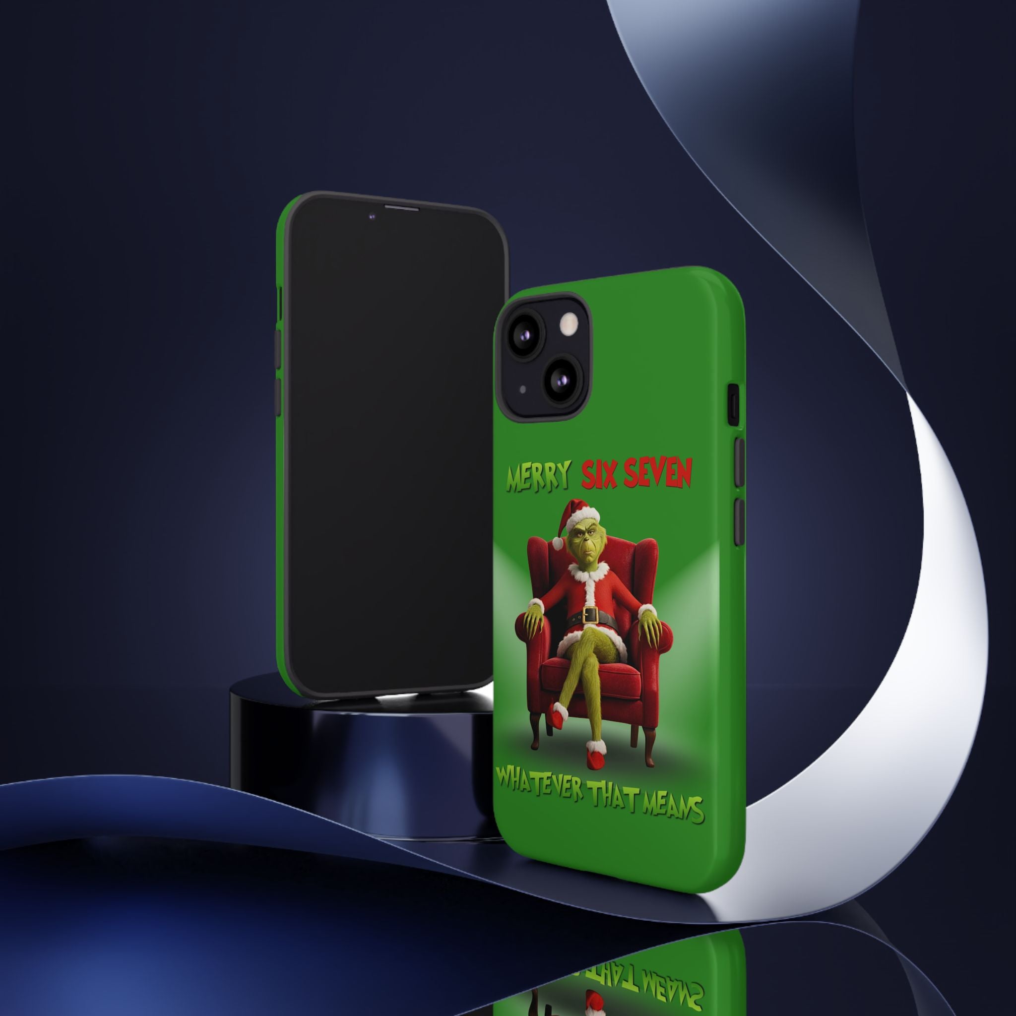Green Phone Case - The Grinch Six Seven Meme Tough Case