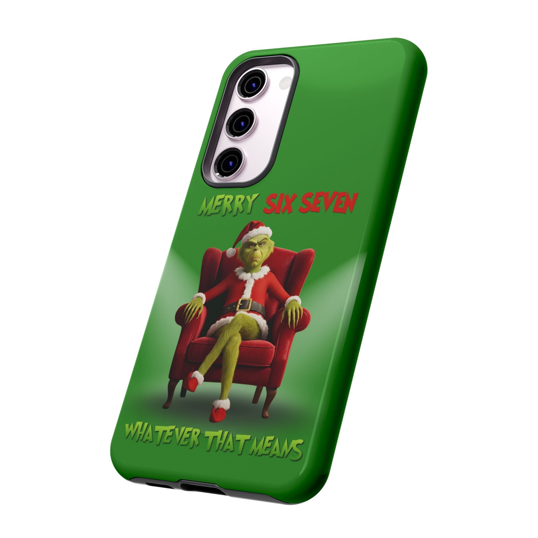 Green Phone Case - The Grinch Six Seven Meme Tough Case