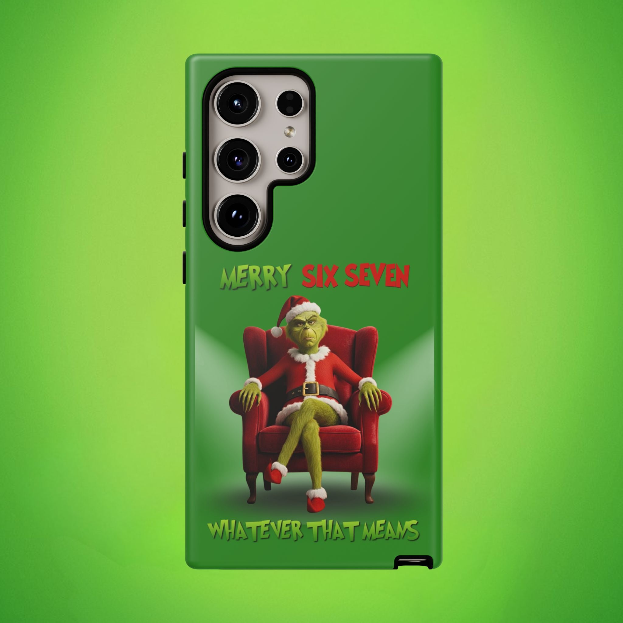 Green Phone Case - The Grinch Six Seven Meme Tough Case