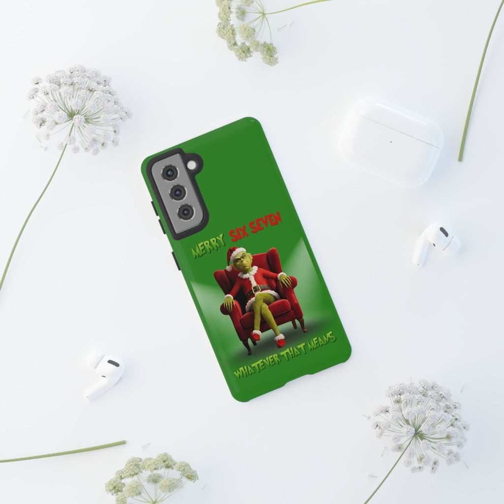 Green Phone Case - The Grinch Six Seven Meme Tough Case