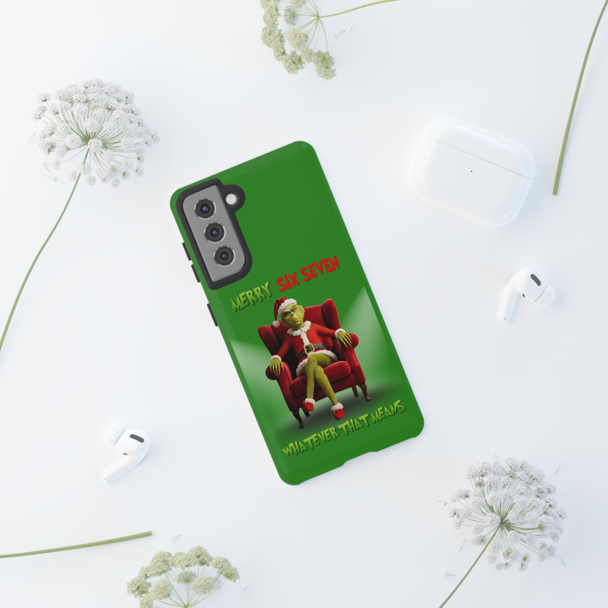 Green Phone Case - The Grinch Six Seven Meme Tough Case