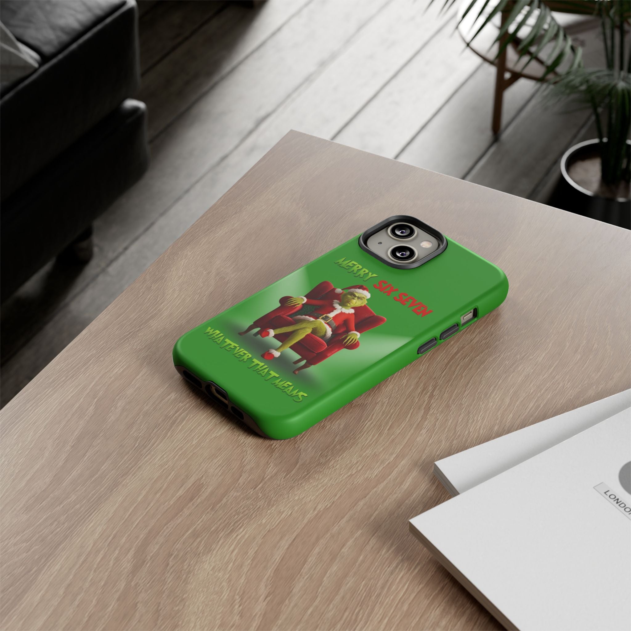 Green Phone Case - The Grinch Six Seven Meme Tough Case