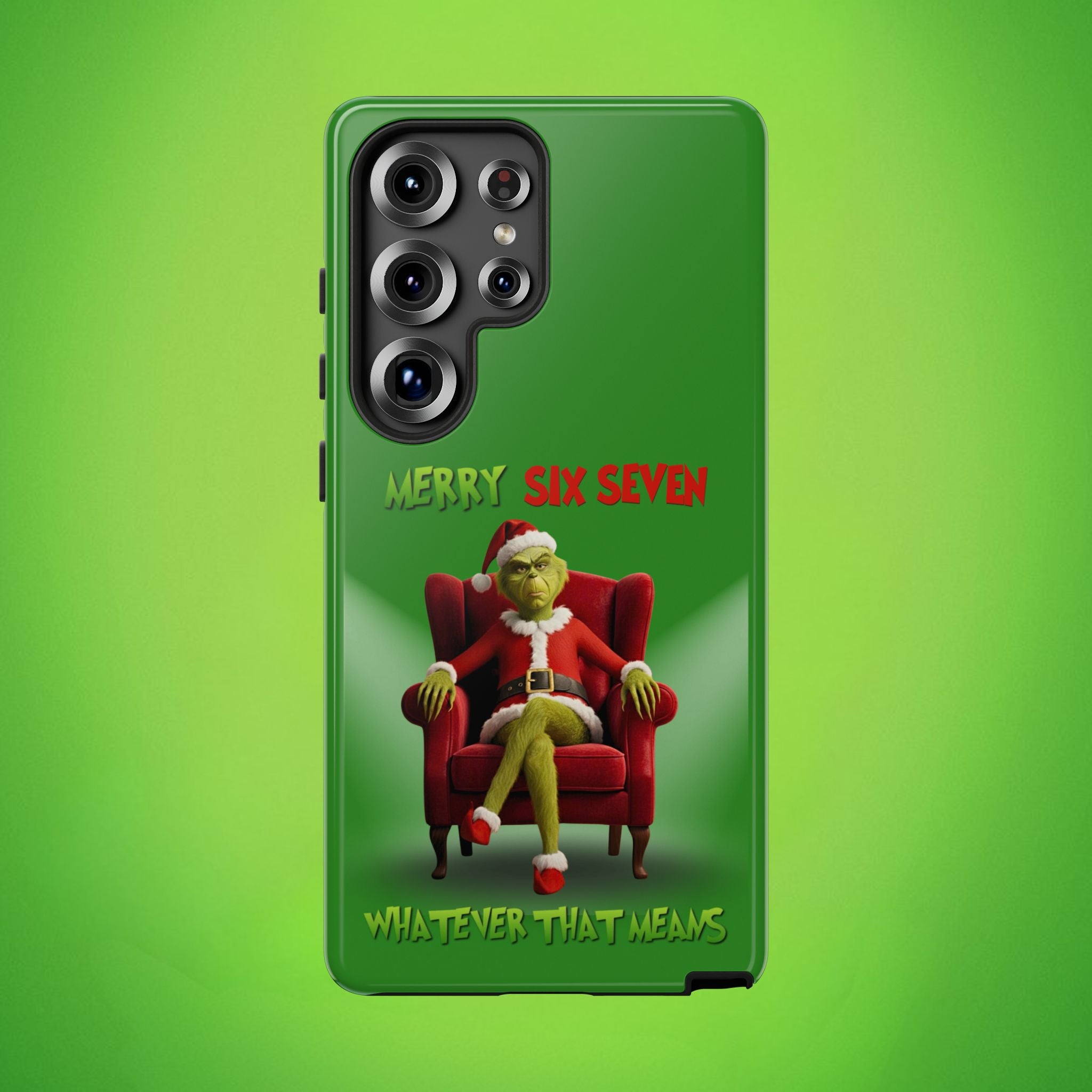 Green Phone Case - The Grinch Six Seven Meme Tough Case