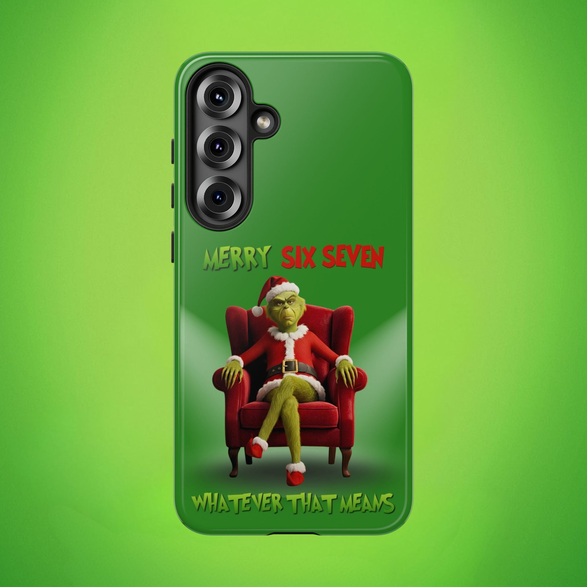 Green Phone Case - The Grinch Six Seven Meme Tough Case