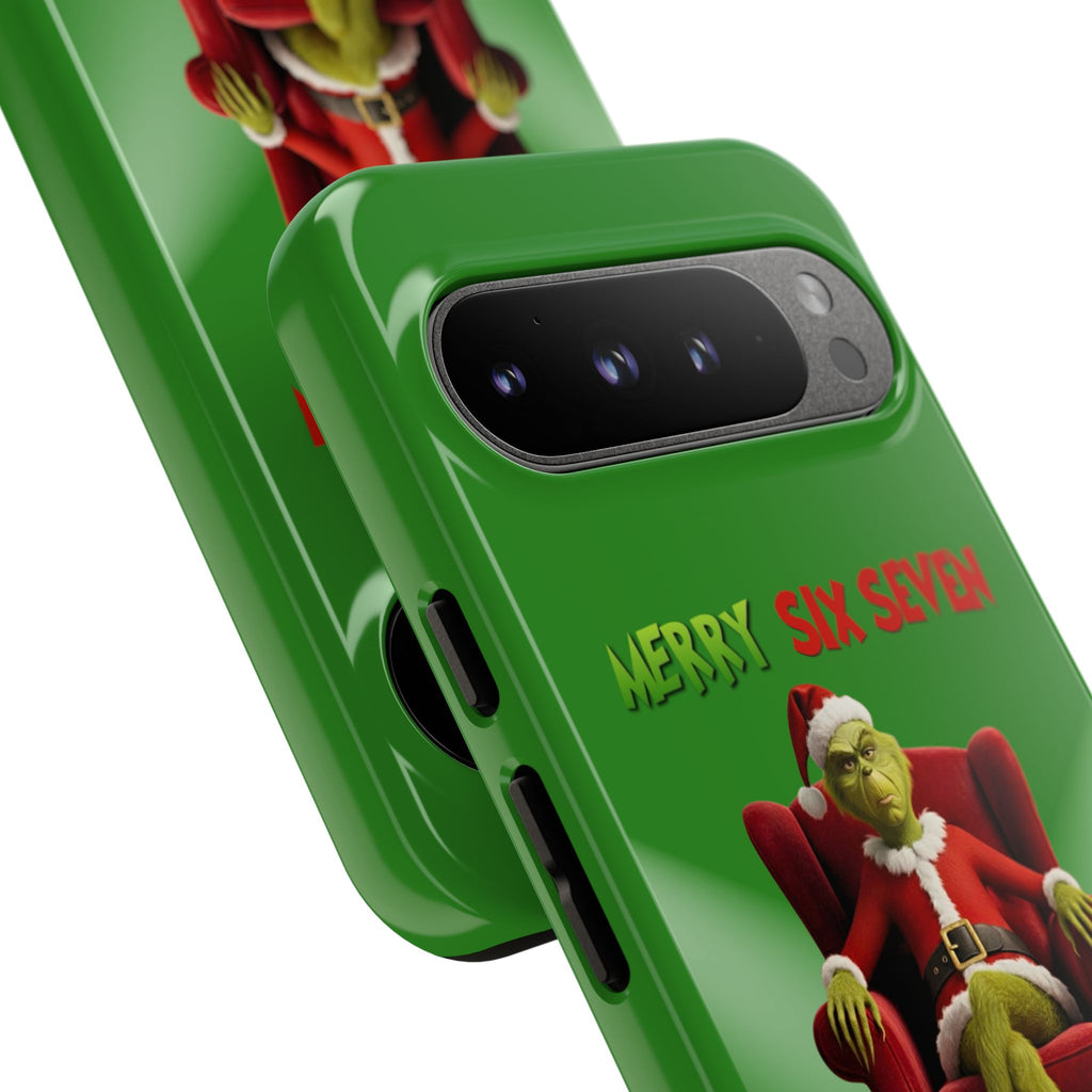 Green Phone Case - The Grinch Six Seven Meme Tough Case