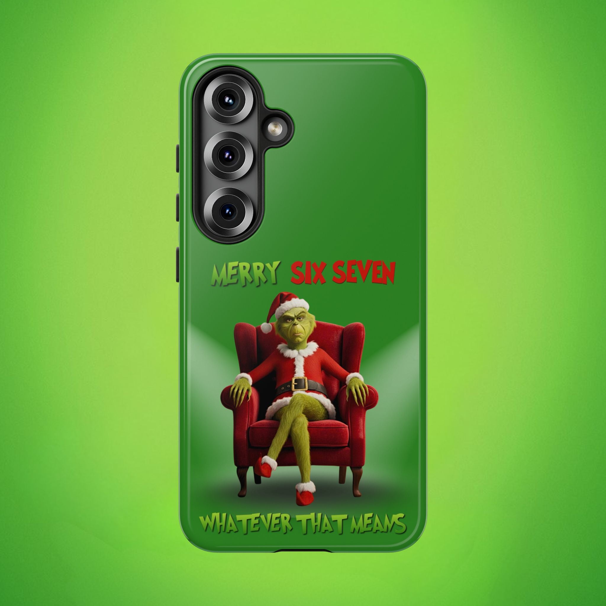 Green Phone Case - The Grinch Six Seven Meme Tough Case