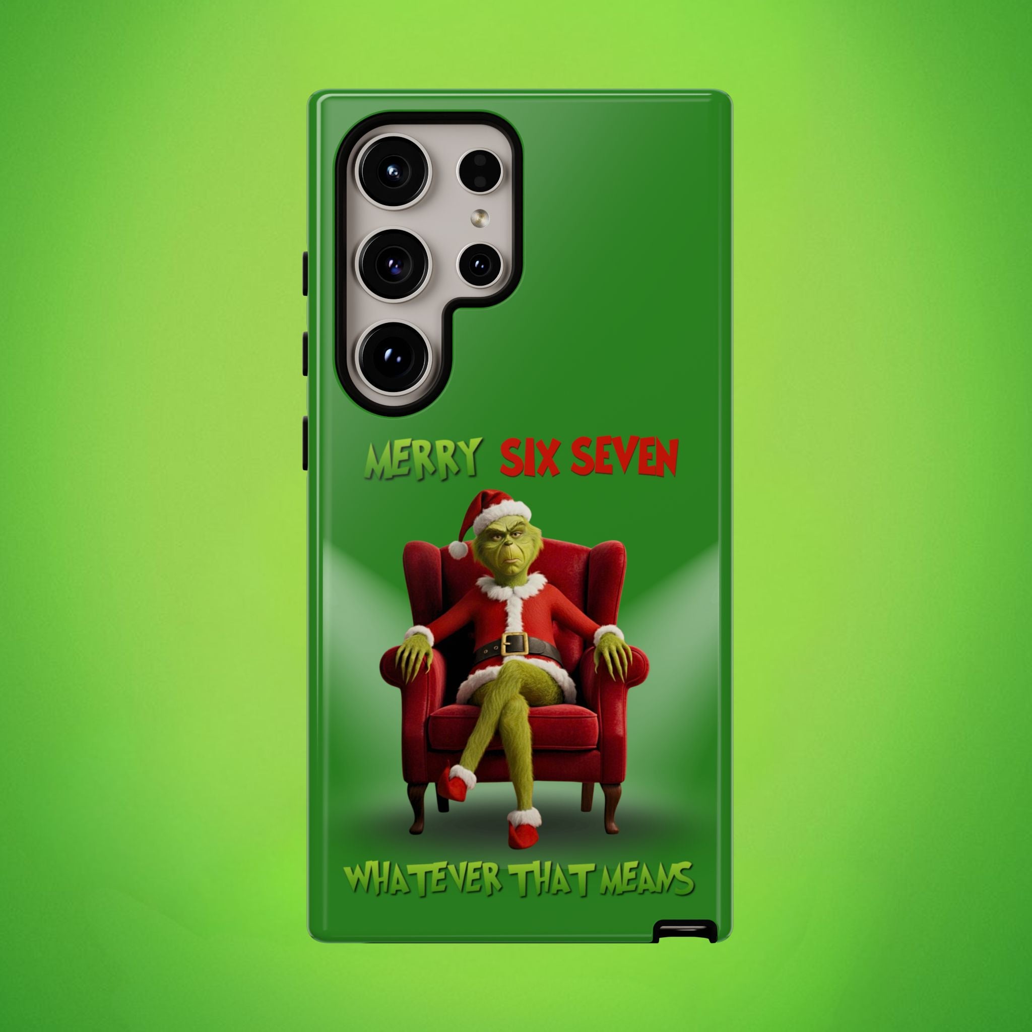 Green Phone Case - The Grinch Six Seven Meme Tough Case