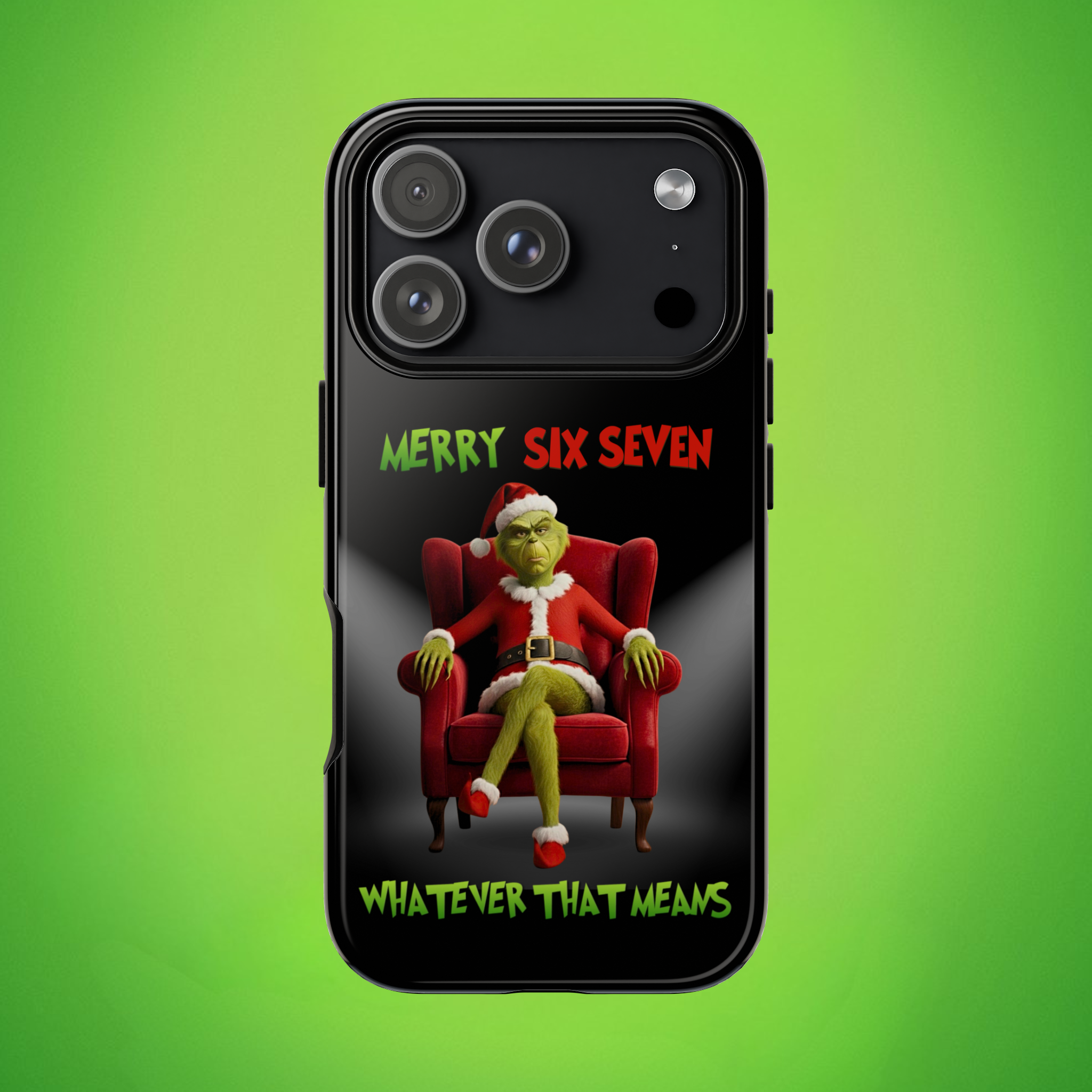 Black Phone Case - The Grinch Six Seven Meme Tough Case