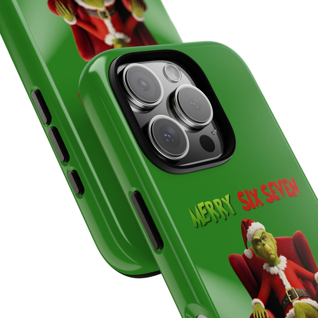 Green Phone Case - The Grinch Six Seven Meme Tough Case