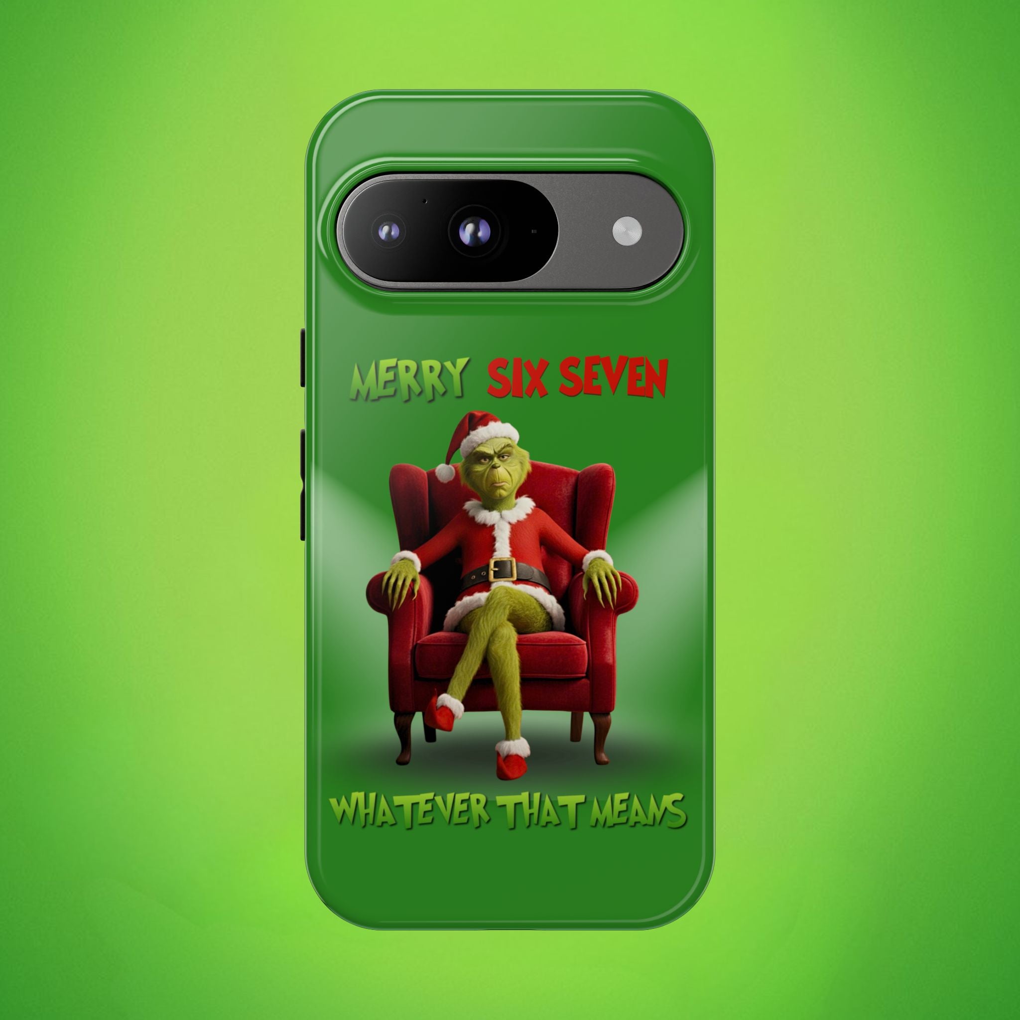 Green Phone Case - The Grinch Six Seven Meme Tough Case