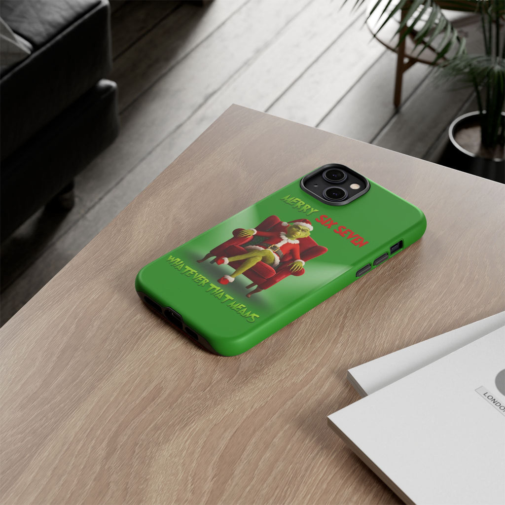 Green Phone Case - The Grinch Six Seven Meme Tough Case