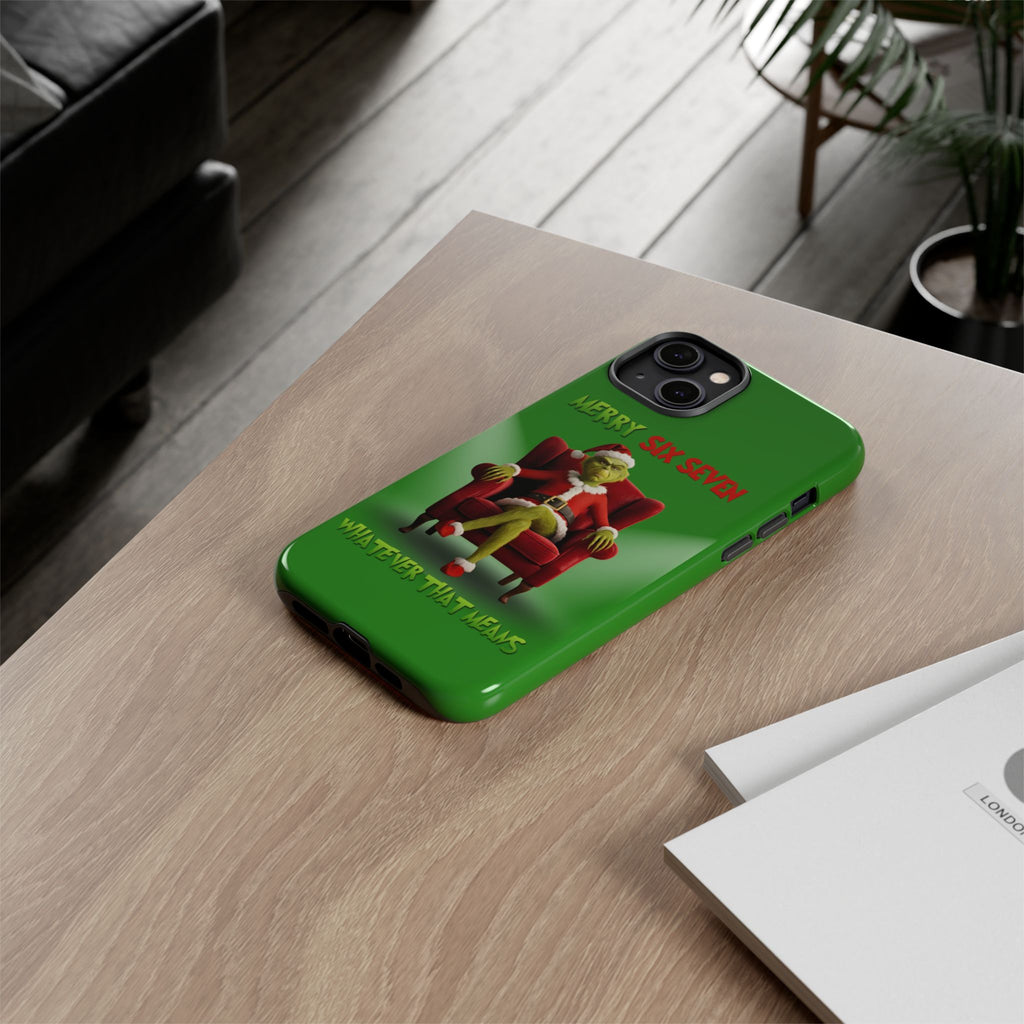 Green Phone Case - The Grinch Six Seven Meme Tough Case