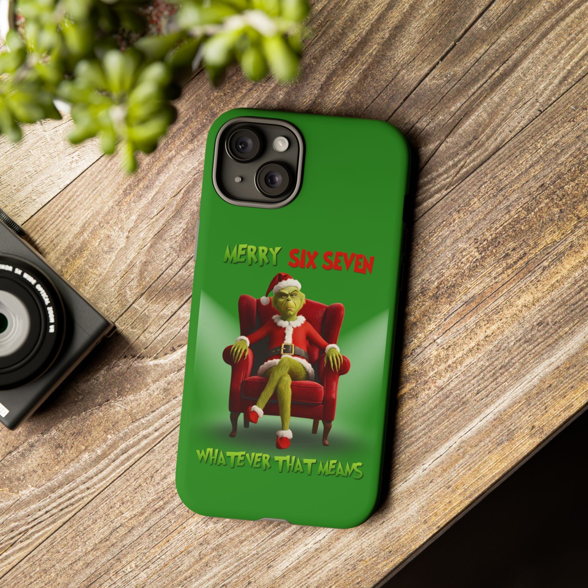 Green Phone Case - The Grinch Six Seven Meme Tough Case