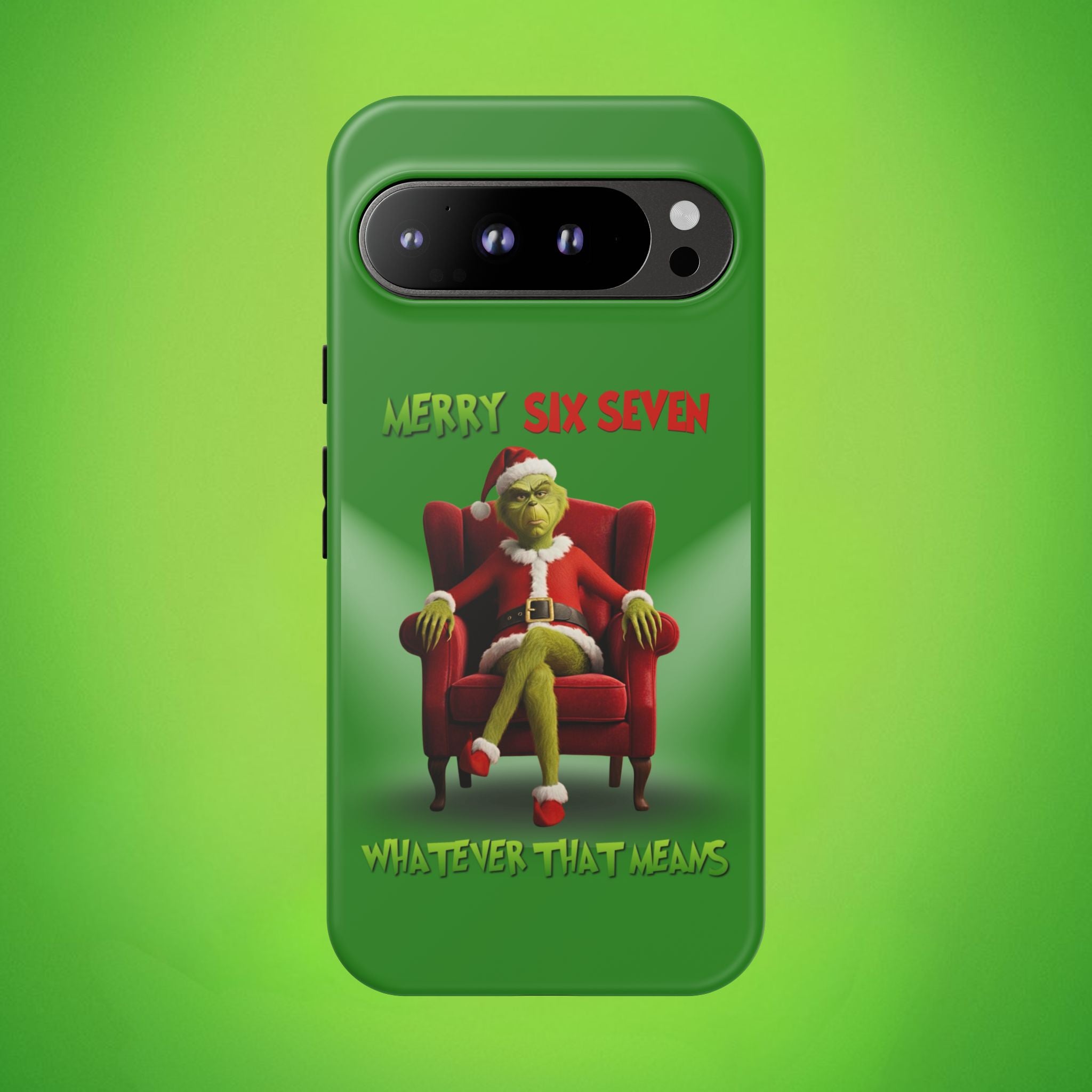 Green Phone Case - The Grinch Six Seven Meme Tough Case