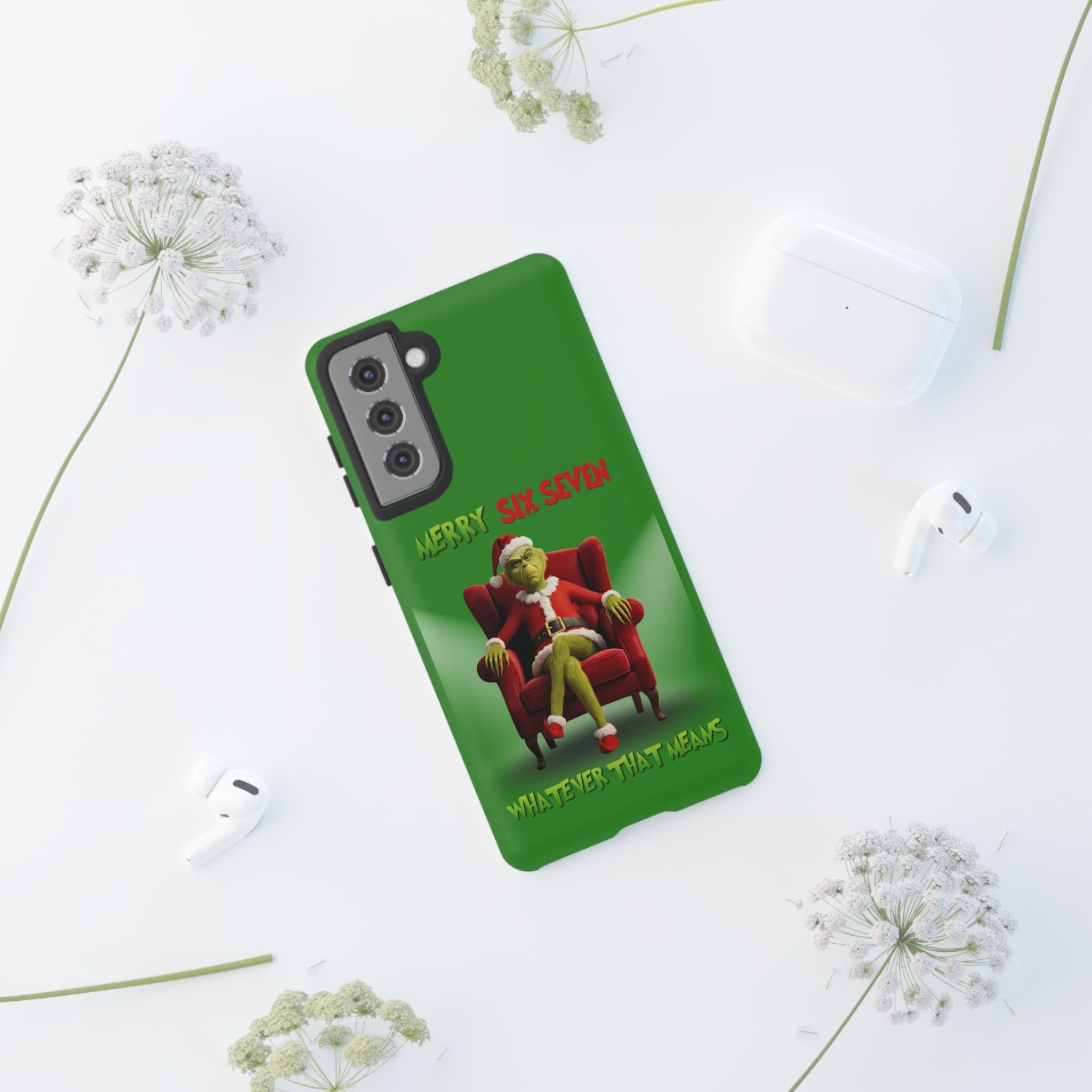 Green Phone Case - The Grinch Six Seven Meme Tough Case