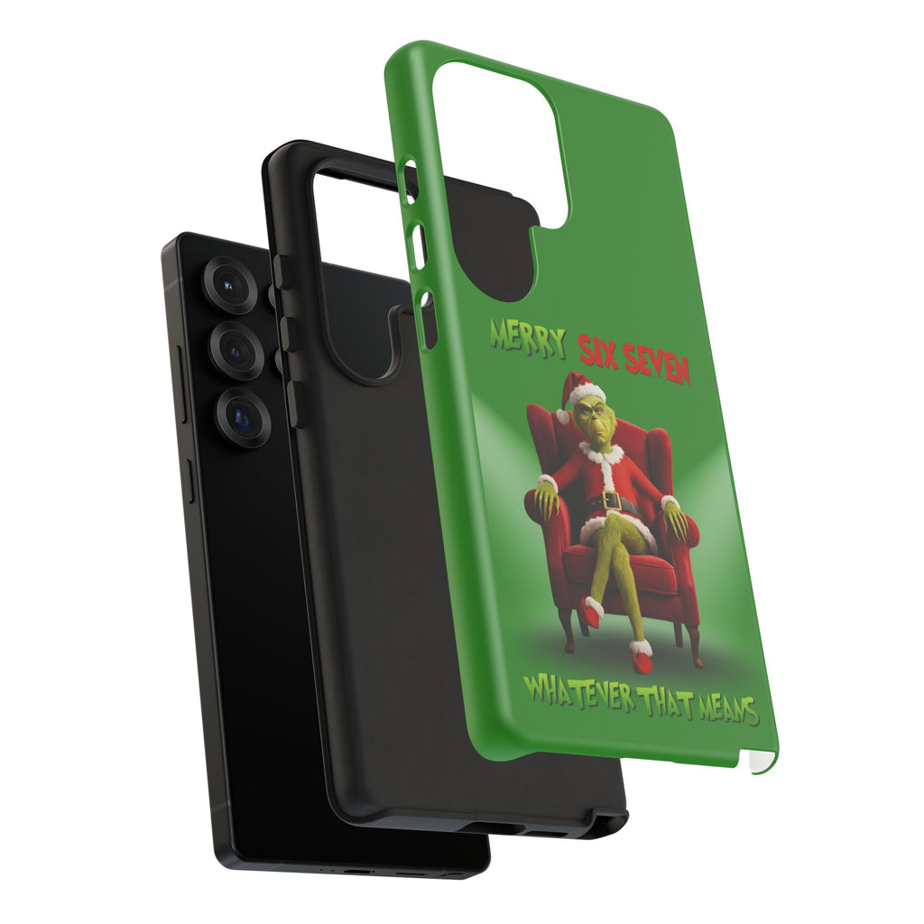 Green Phone Case - The Grinch Six Seven Meme Tough Case