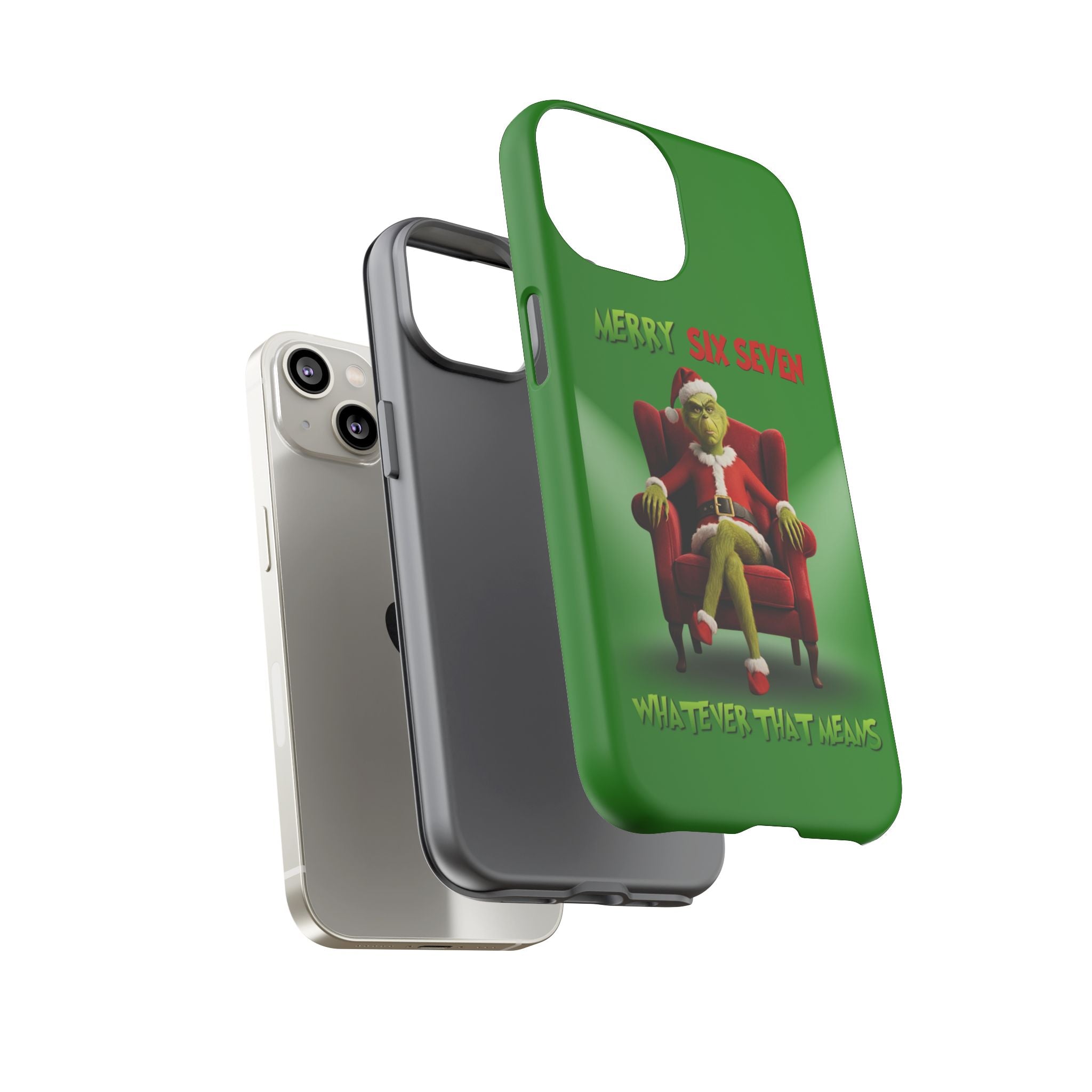 Green Phone Case - The Grinch Six Seven Meme Tough Case