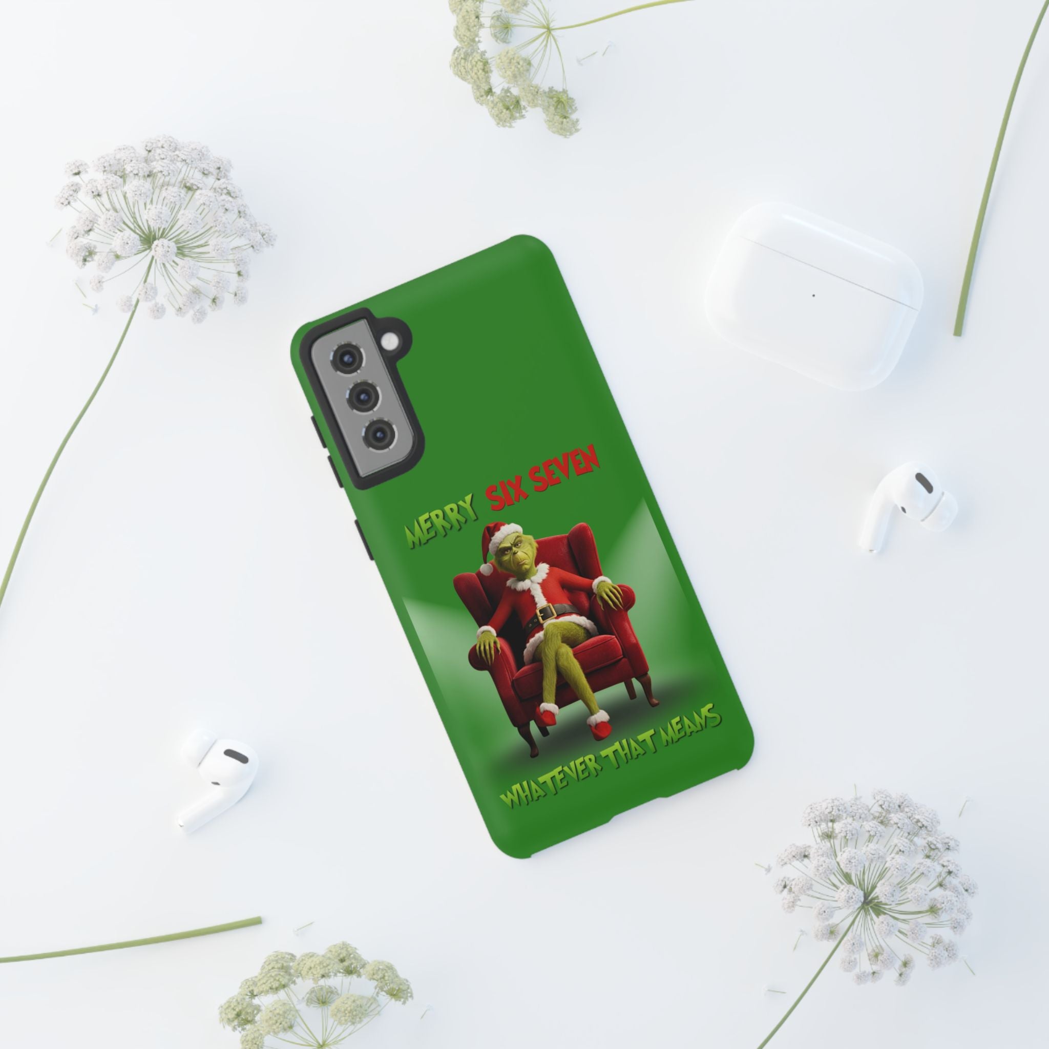 Green Phone Case - The Grinch Six Seven Meme Tough Case