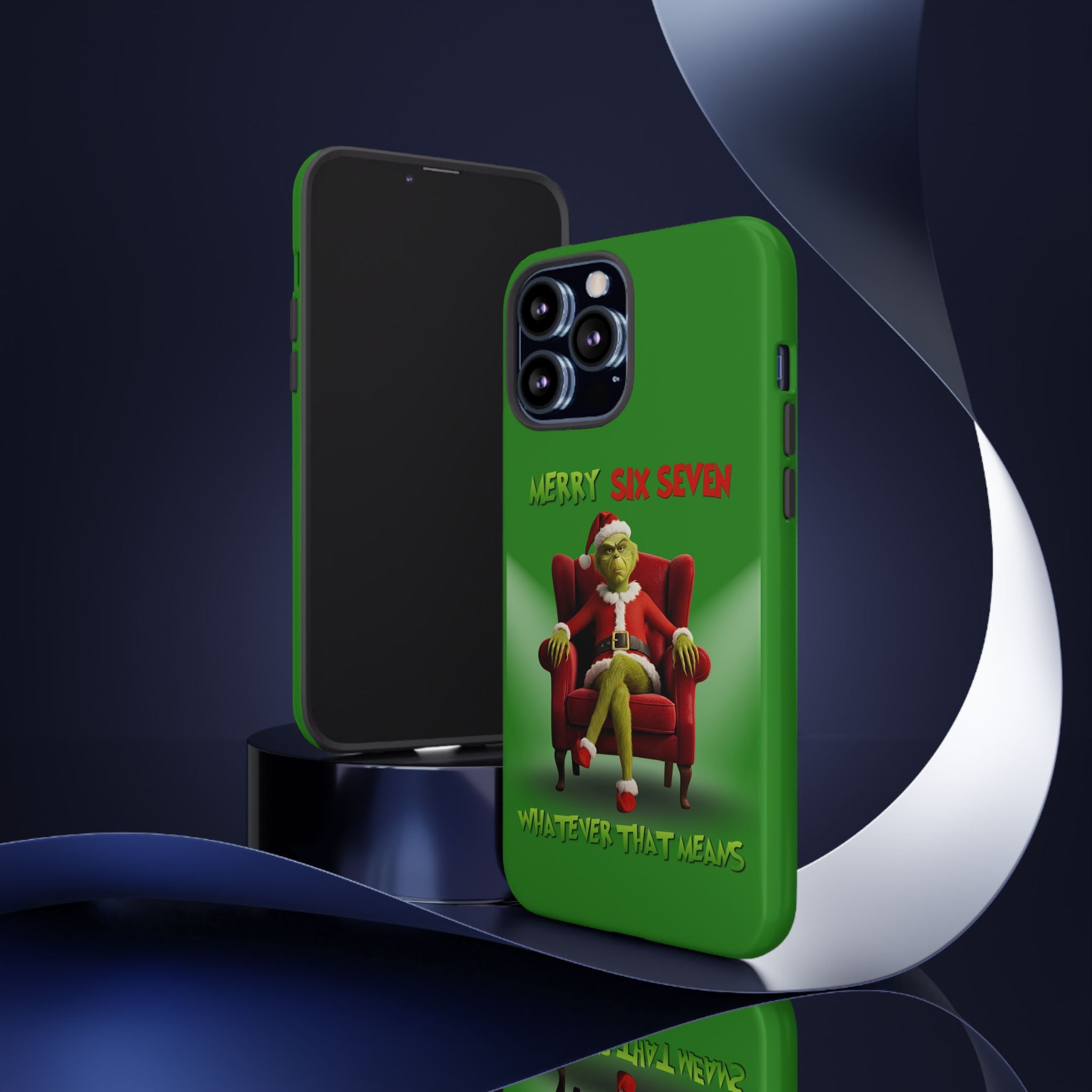 Green Phone Case - The Grinch Six Seven Meme Tough Case