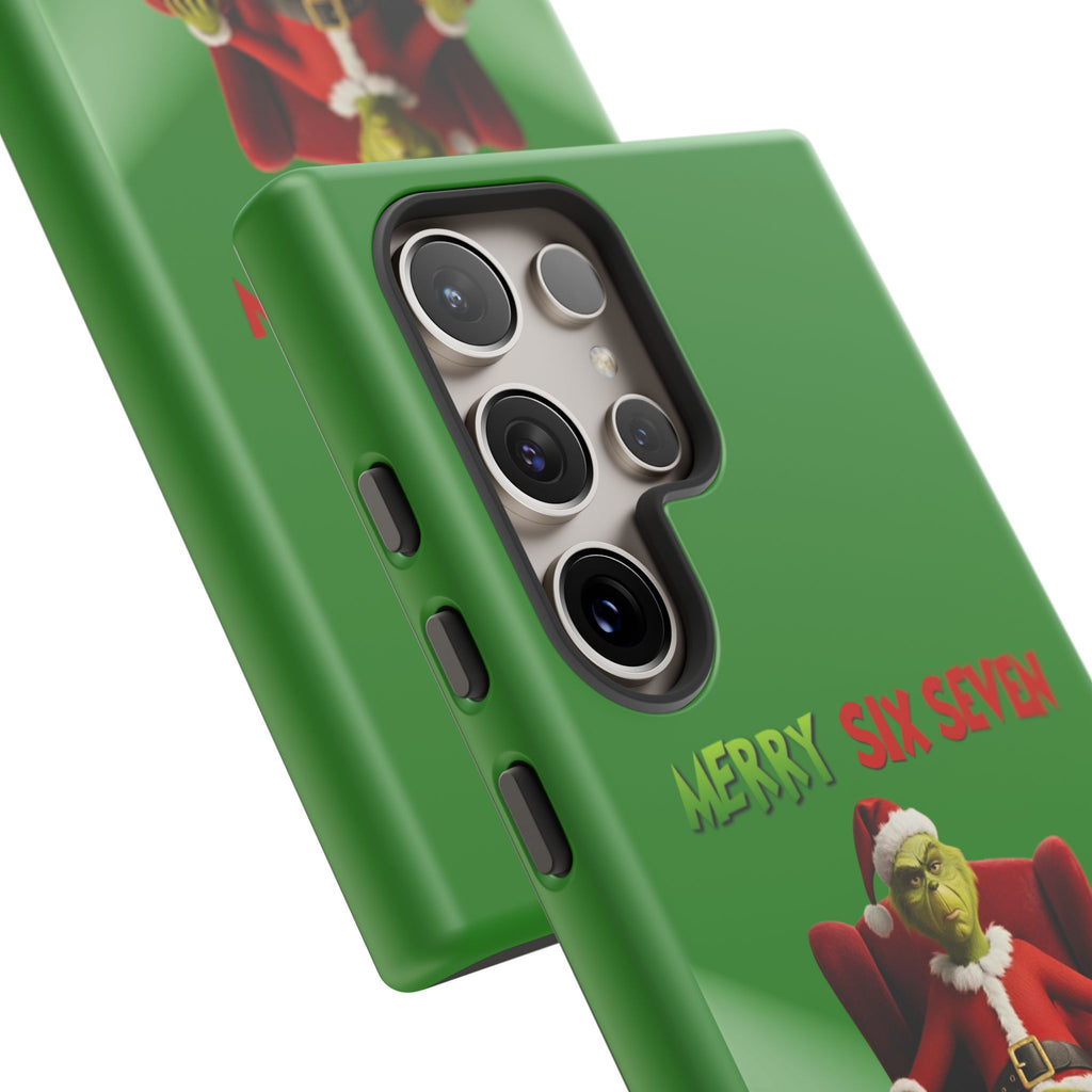 Green Phone Case - The Grinch Six Seven Meme Tough Case