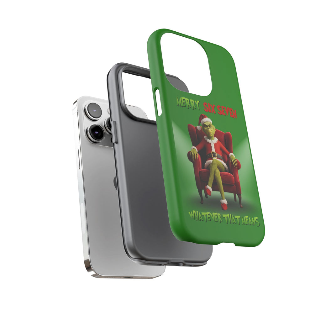 Green Phone Case - The Grinch Six Seven Meme Tough Case