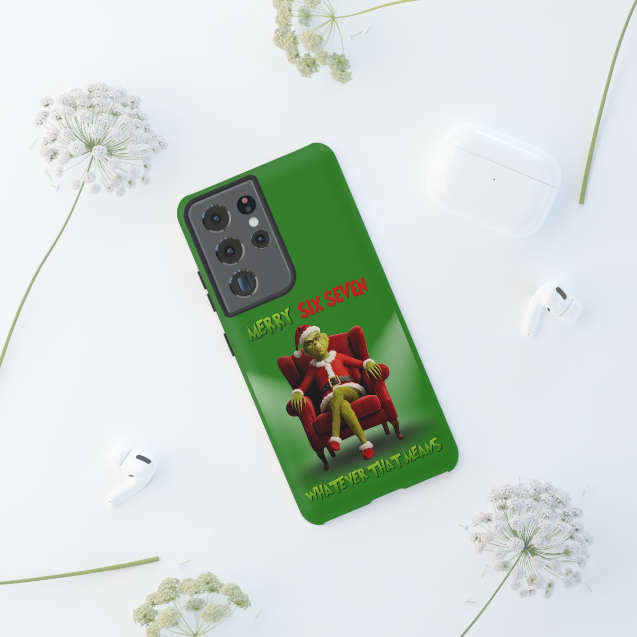 Green Phone Case - The Grinch Six Seven Meme Tough Case