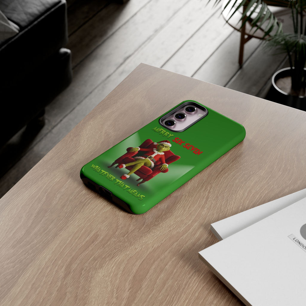 Green Phone Case - The Grinch Six Seven Meme Tough Case